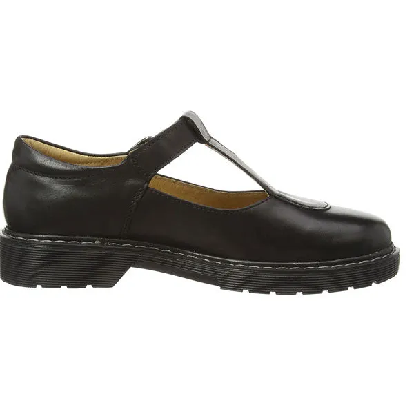 Petasil Claudia Black Buckle School Shoes
