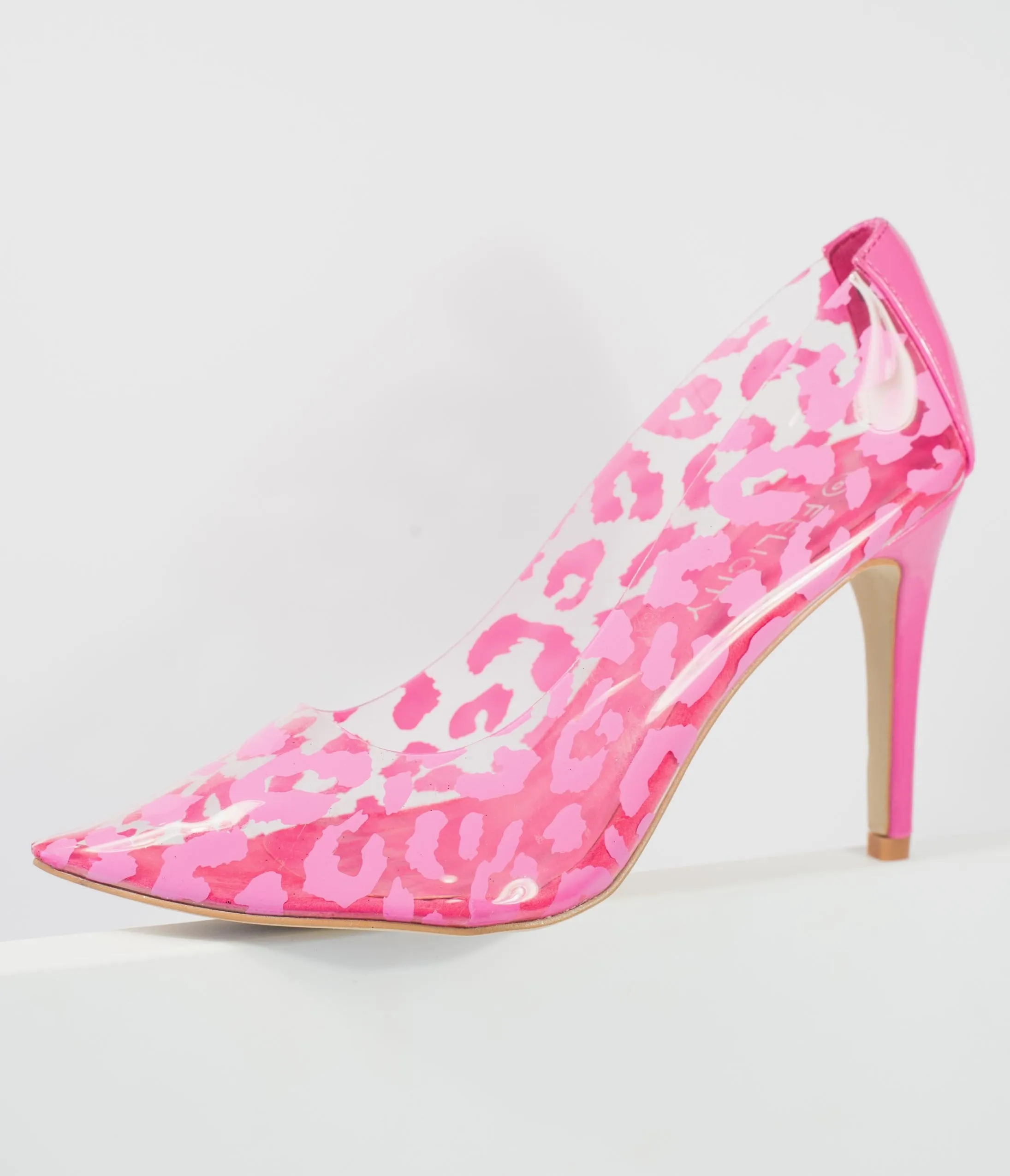 Pink & Clear Leopard High Heel Pumps