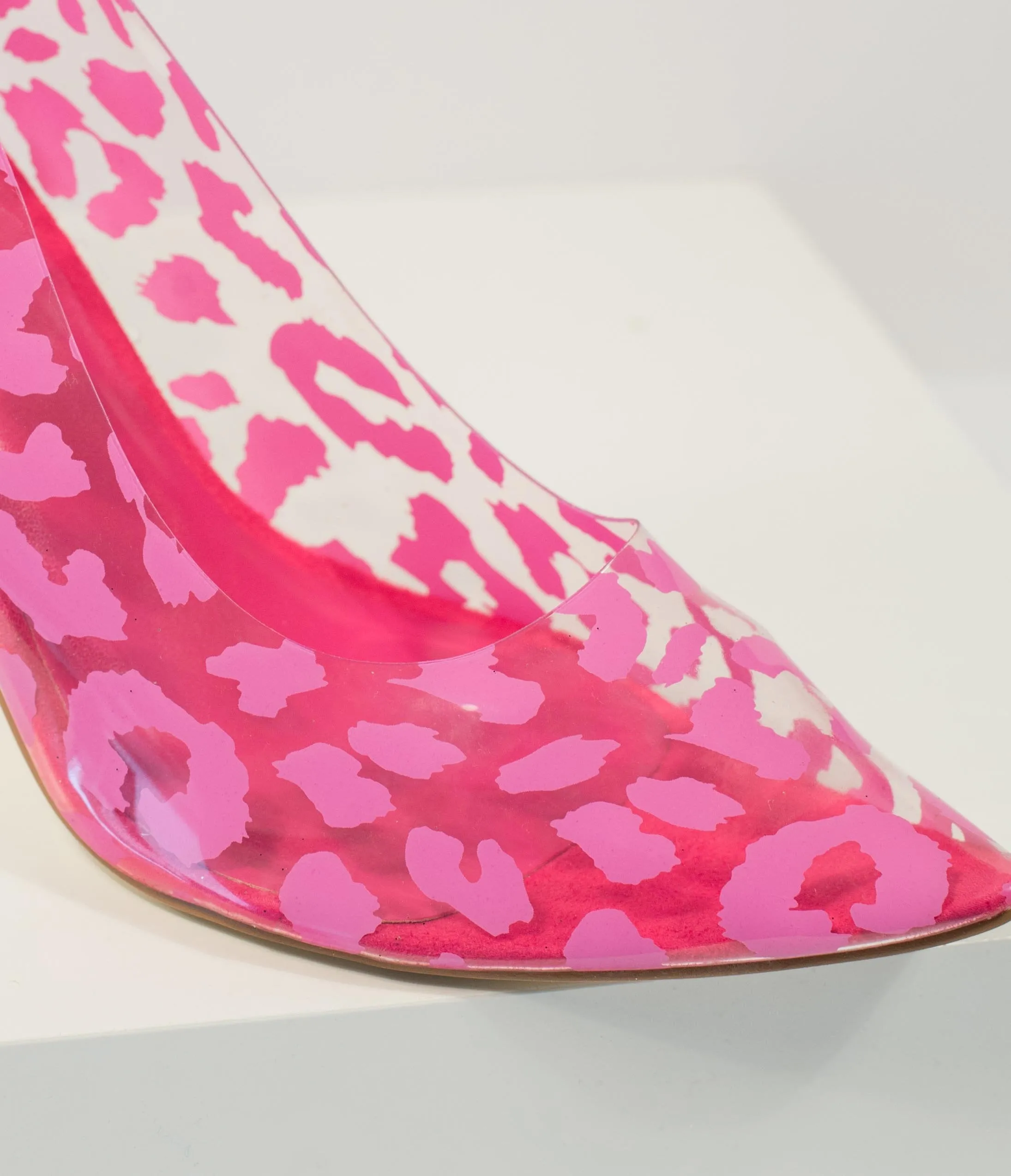 Pink & Clear Leopard High Heel Pumps
