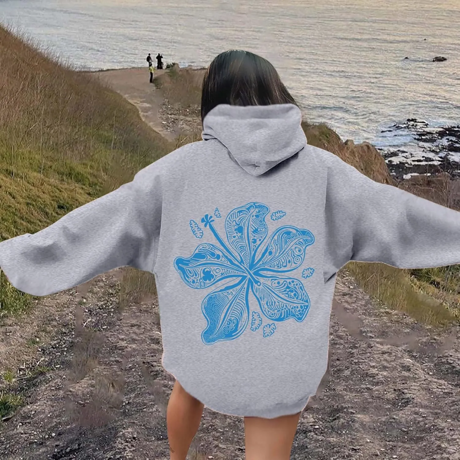 Pink Graphic Hoodie for Women Cute Preppy Sweatshirt Long Sleeve Pink Puff Graphic Pullover for Teen Girls