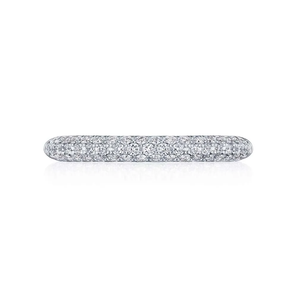 Platinum Three-Row Pave Diamond Wedding Band