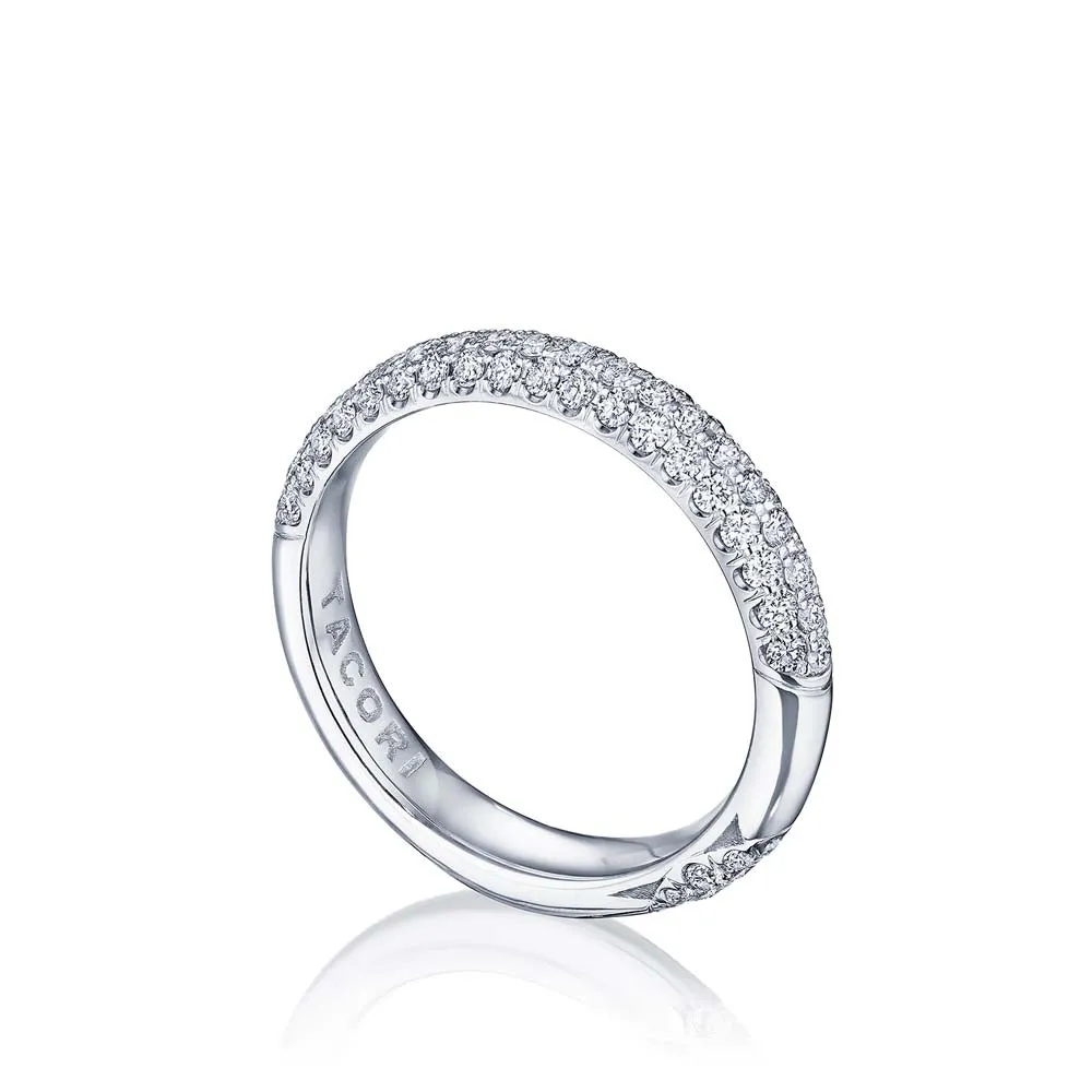 Platinum Three-Row Pave Diamond Wedding Band