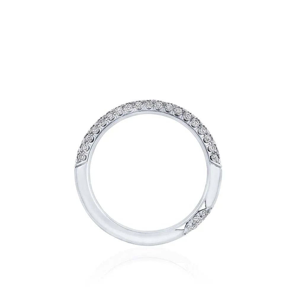 Platinum Three-Row Pave Diamond Wedding Band