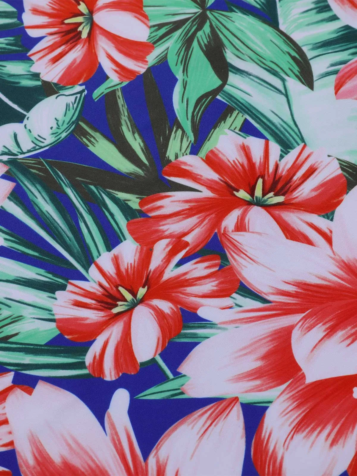 [Plus Size] 1940s Strap Flowers One-Piece Swimsuit