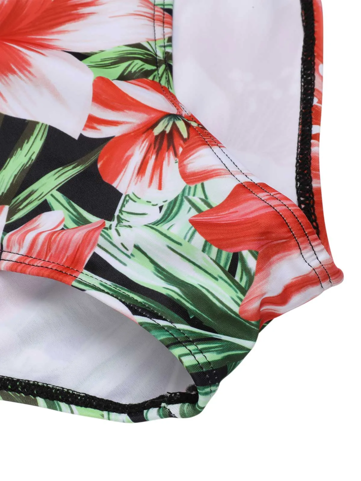 [Plus Size] 1940s Strap Flowers One-Piece Swimsuit