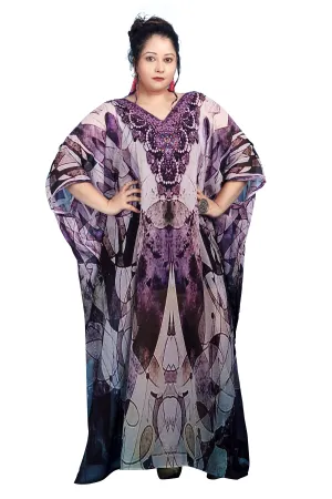 Plus Size Abstract Printed Silk Kaftan Dresses prettifies you graceful