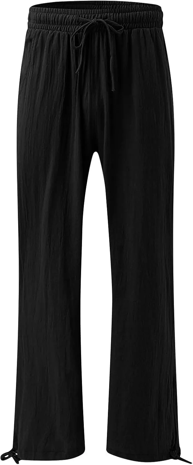 Plus Size Solid Relaxed Crinkle Pants Wide Leg Casual Summer High Waist Trousers Fashion Work Office Cropped Pant
