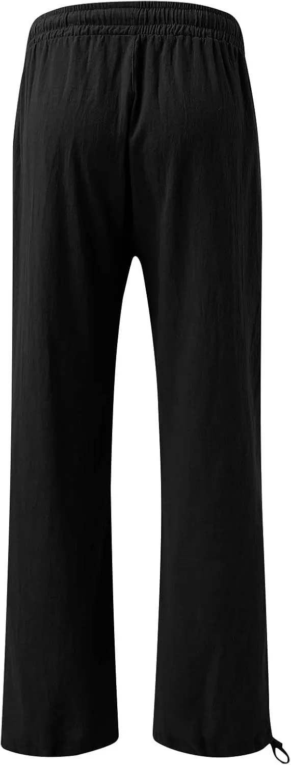Plus Size Solid Relaxed Crinkle Pants Wide Leg Casual Summer High Waist Trousers Fashion Work Office Cropped Pant