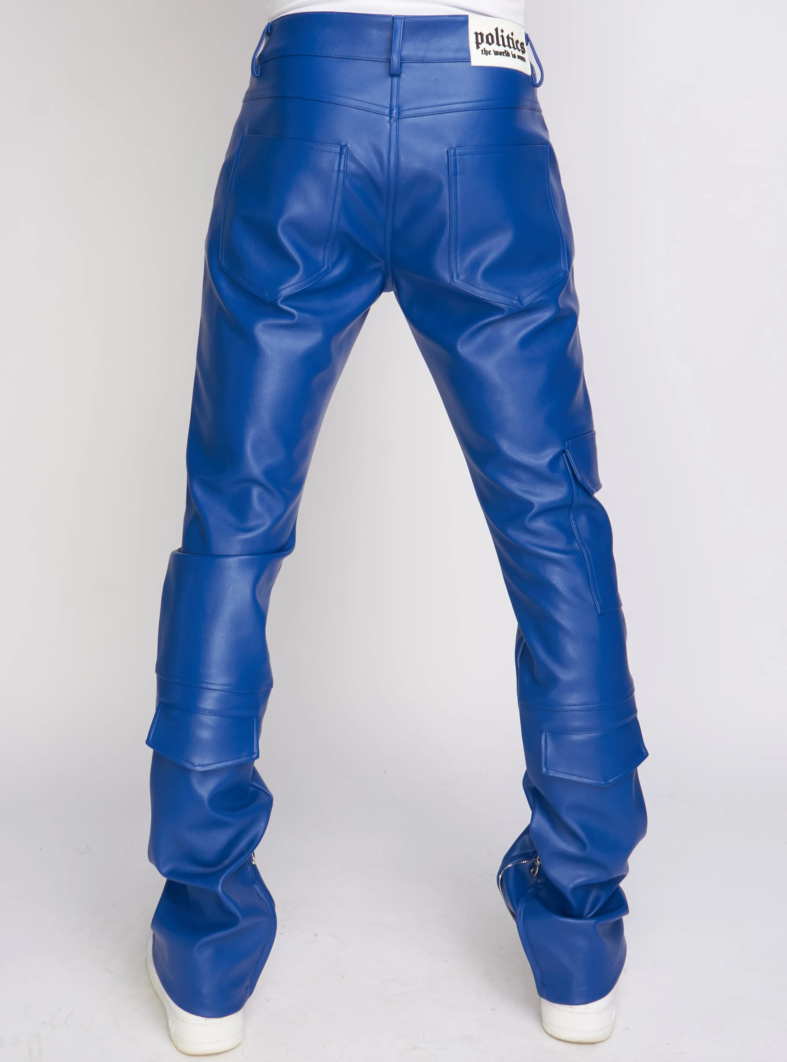 Politics Stacked Leather Pants Cargo - Murphy - Royal Blue - 555