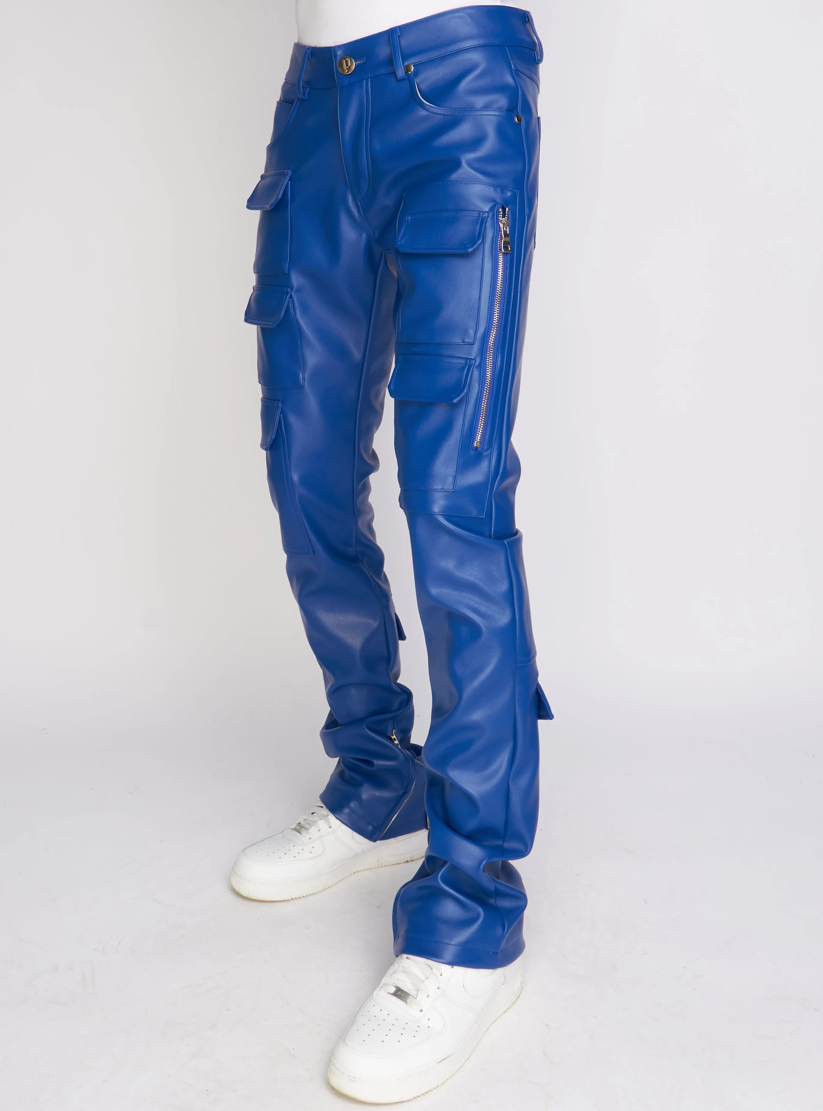 Politics Stacked Leather Pants Cargo - Murphy - Royal Blue - 555