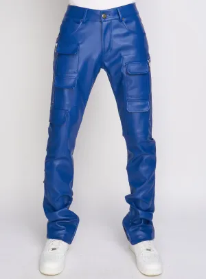 Politics Stacked Leather Pants Cargo - Murphy - Royal Blue - 555