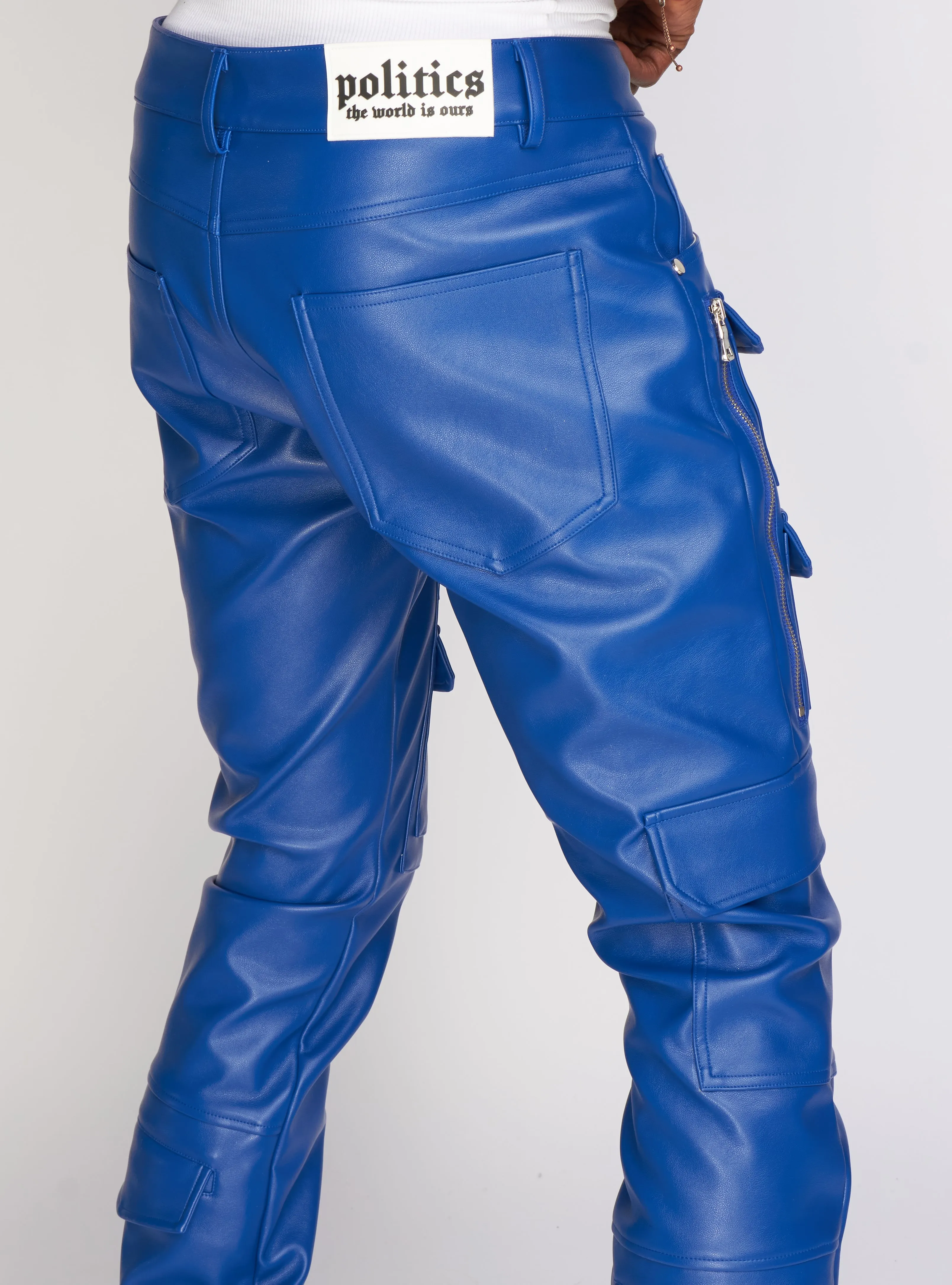Politics Stacked Leather Pants Cargo - Murphy - Royal Blue - 555