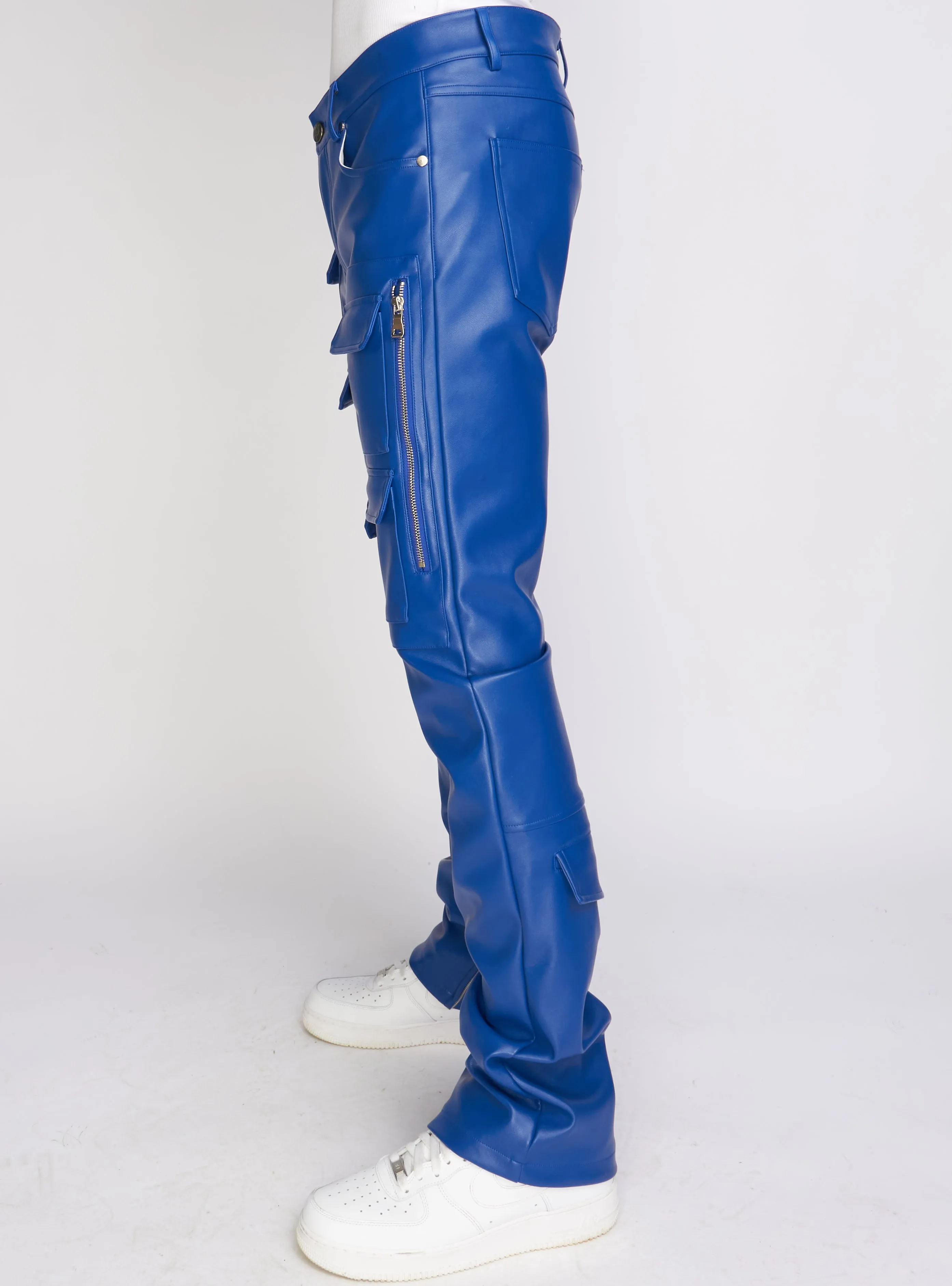 Politics Stacked Leather Pants Cargo - Murphy - Royal Blue - 555
