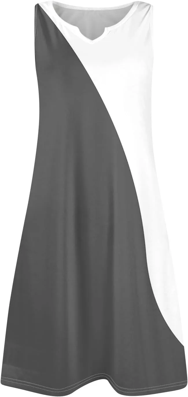 Pop Summer Baseball Sundress Womens Plus Size Sleeveless Print Dresses Women's V Neck Comfortable Loose Dress