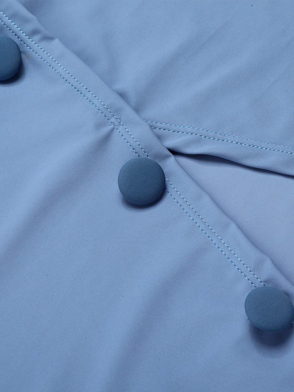[Pre-Sale] Blue 1930s Solid Buttoned Bandeau Swimsuit