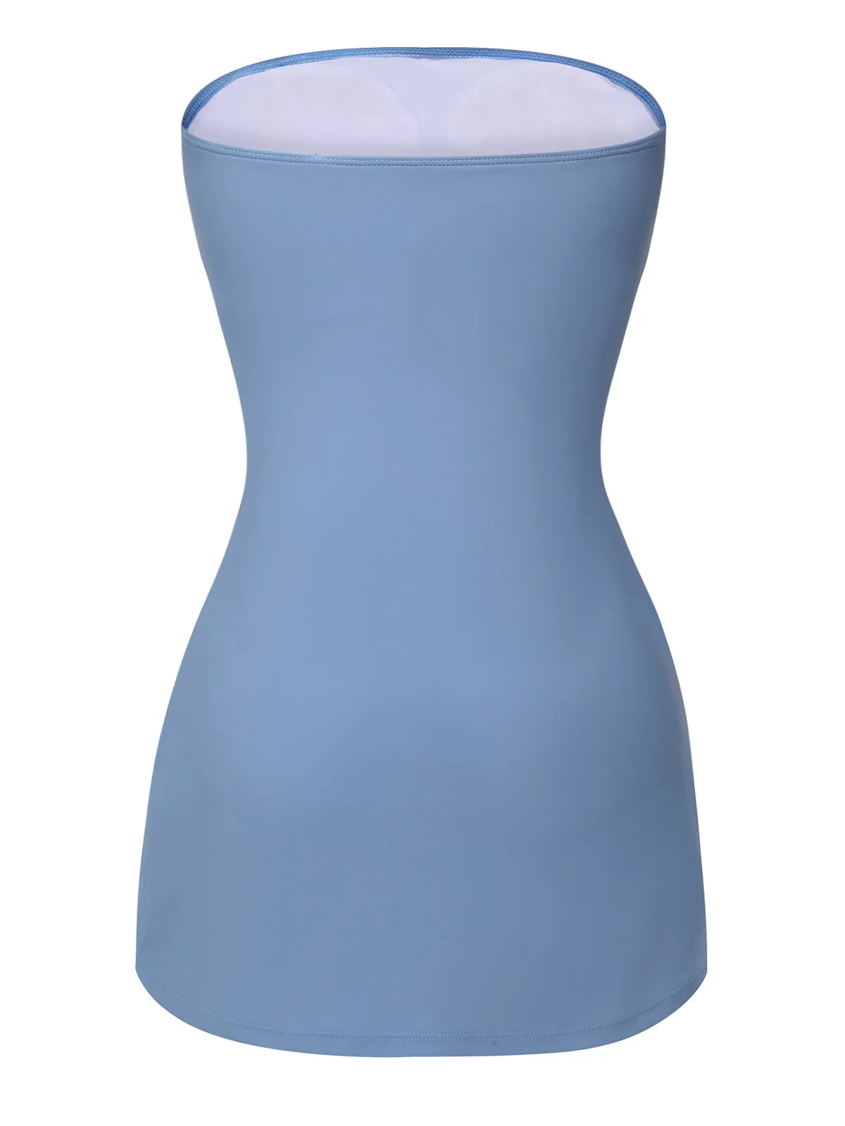 [Pre-Sale] Blue 1930s Solid Buttoned Bandeau Swimsuit