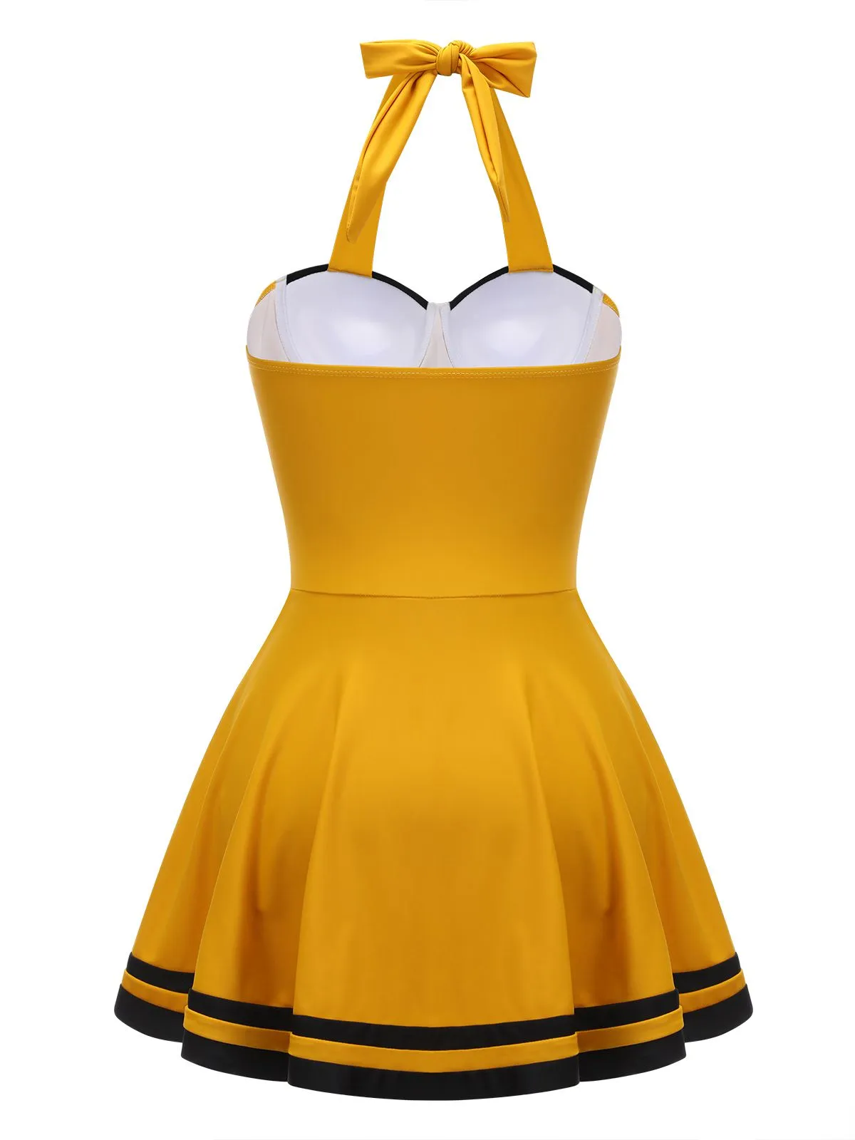 [Pre-Sale] Yellow 1940s Contrast Halter Patchwork Swimsuit