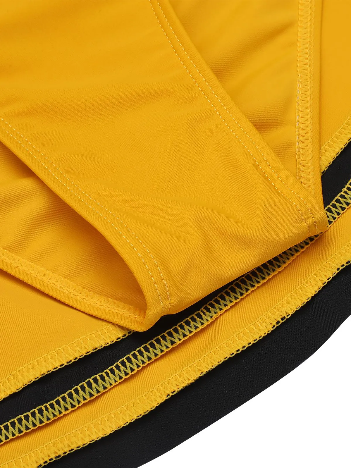 [Pre-Sale] Yellow 1940s Contrast Halter Patchwork Swimsuit