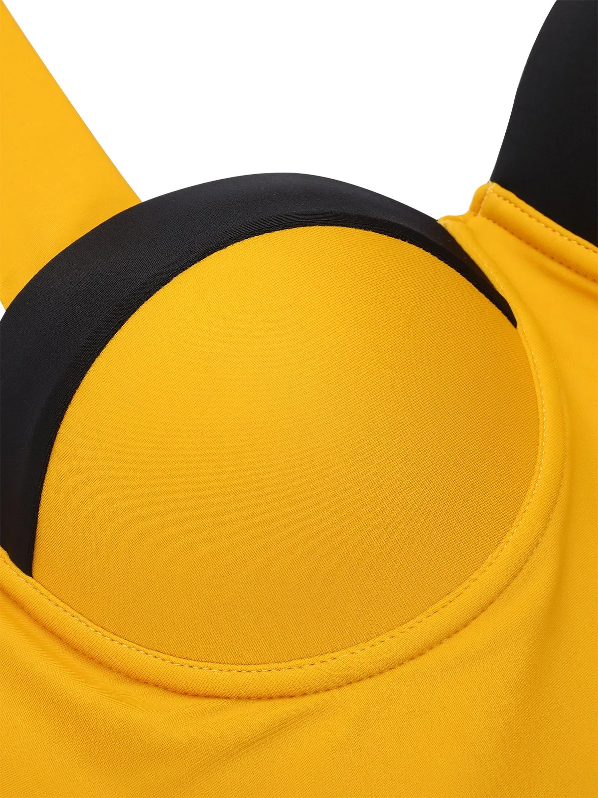 [Pre-Sale] Yellow 1940s Contrast Halter Patchwork Swimsuit