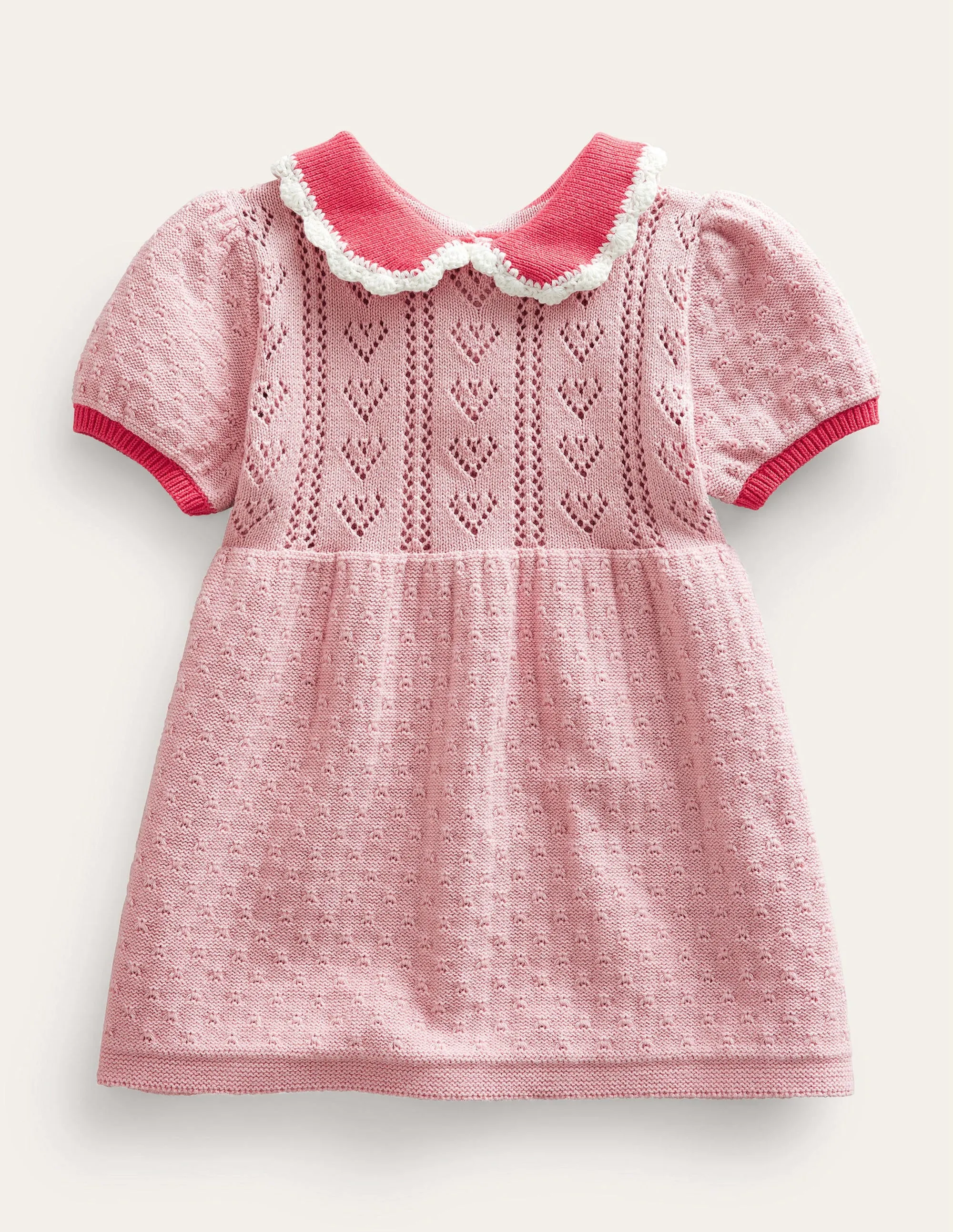 Puff Sleeve Knitted Dress-Boto Pink