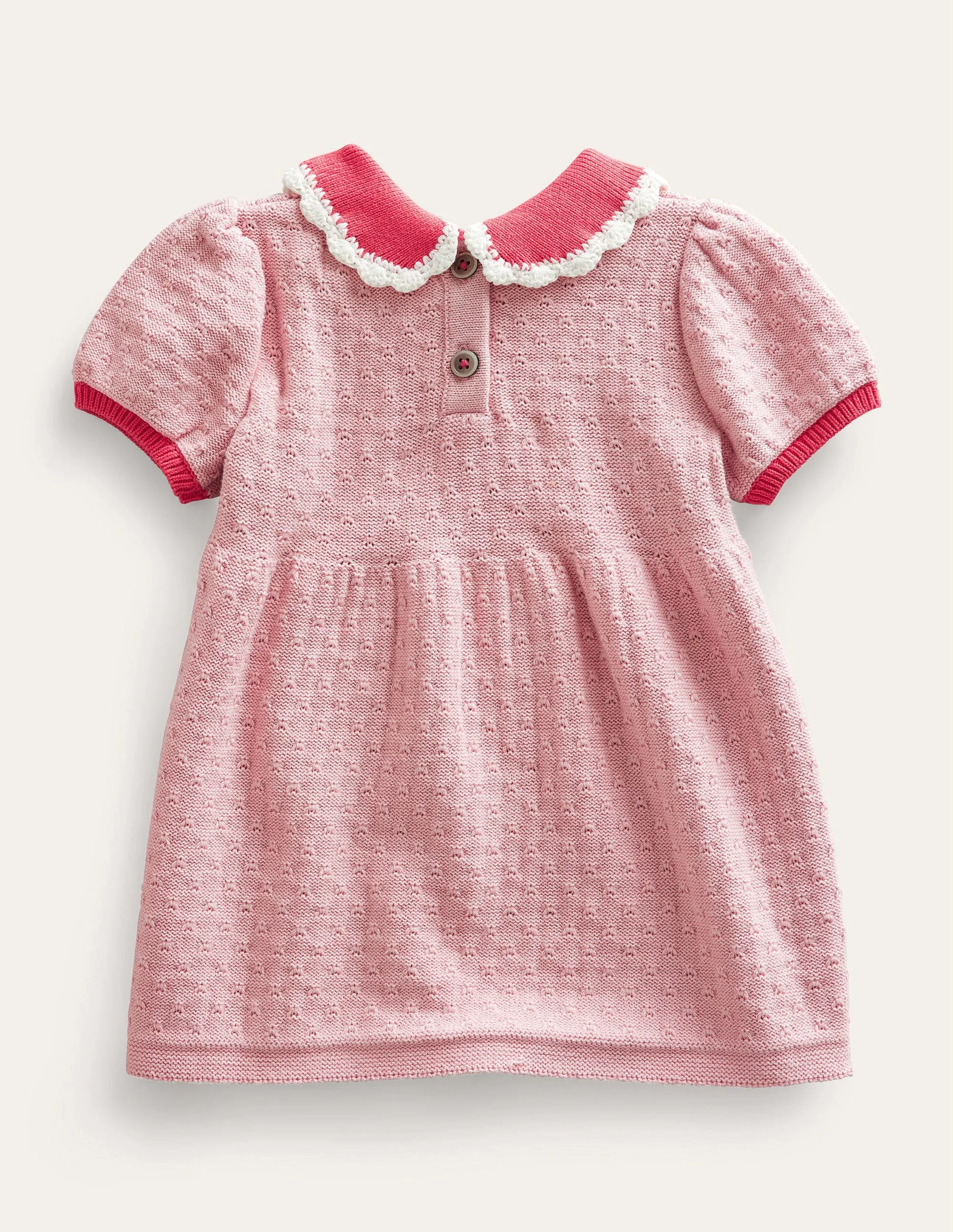 Puff Sleeve Knitted Dress-Boto Pink