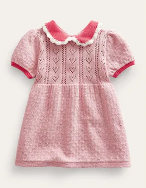 Puff Sleeve Knitted Dress-Boto Pink