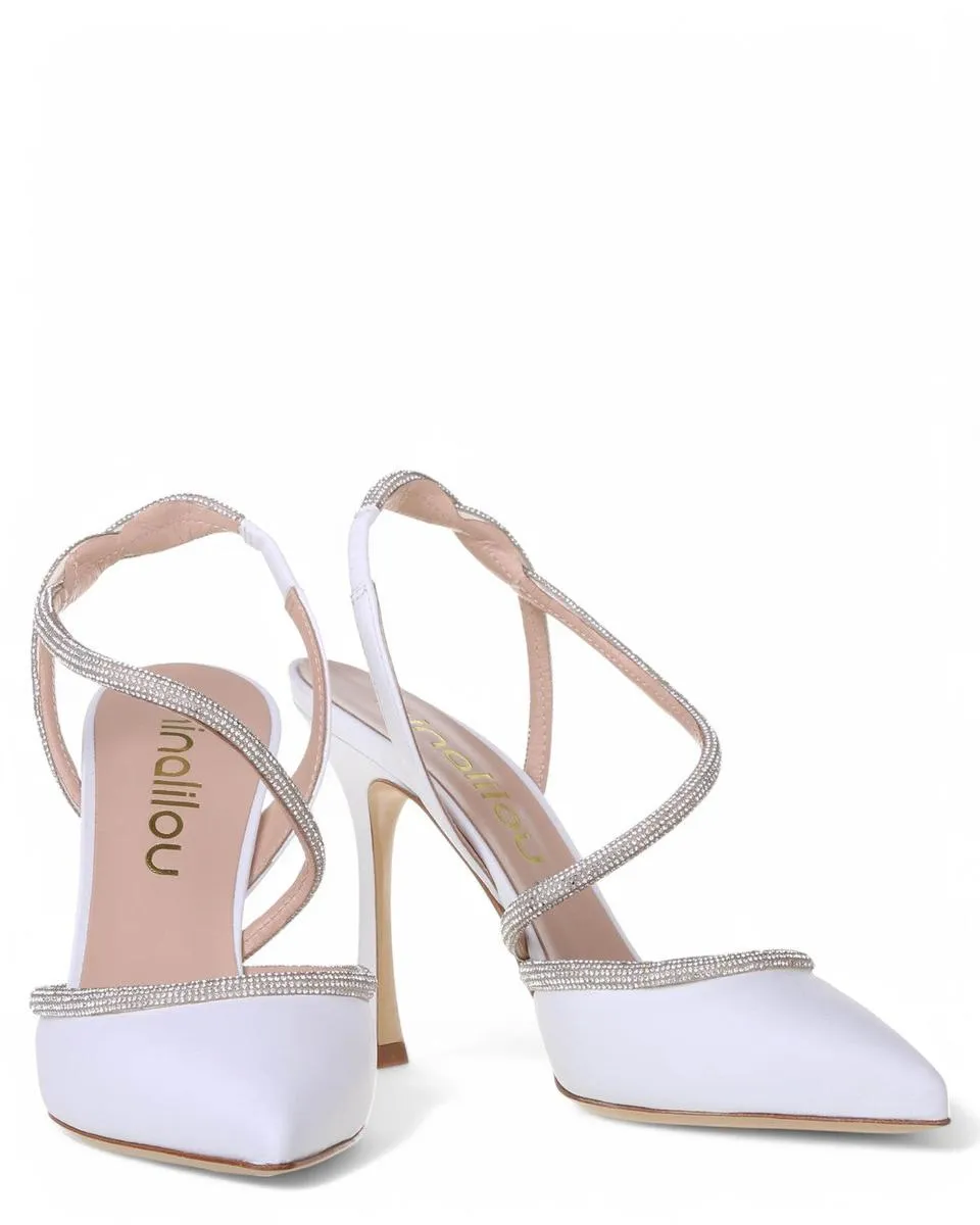 Pumps a Punta in Pelle Bianca 95mm
