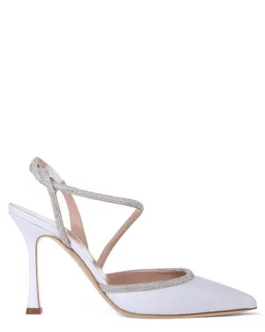 Pumps a Punta in Pelle Bianca 95mm