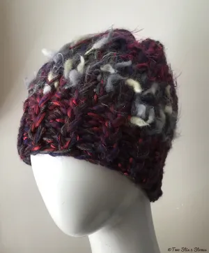 Purple Tweed Knit Beanie
