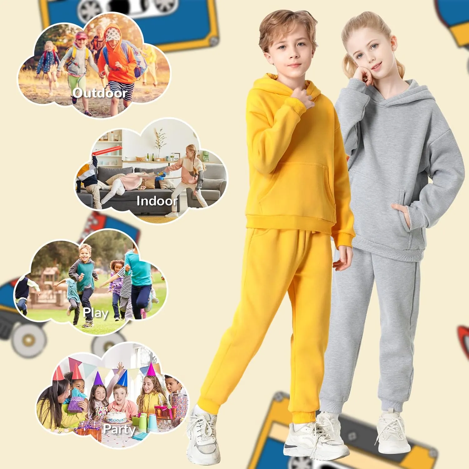 QBK Toddler to Youth Soft Brushed Fleece Jogger Sweatpants Kids Pants with Pockets for Boys and Girls