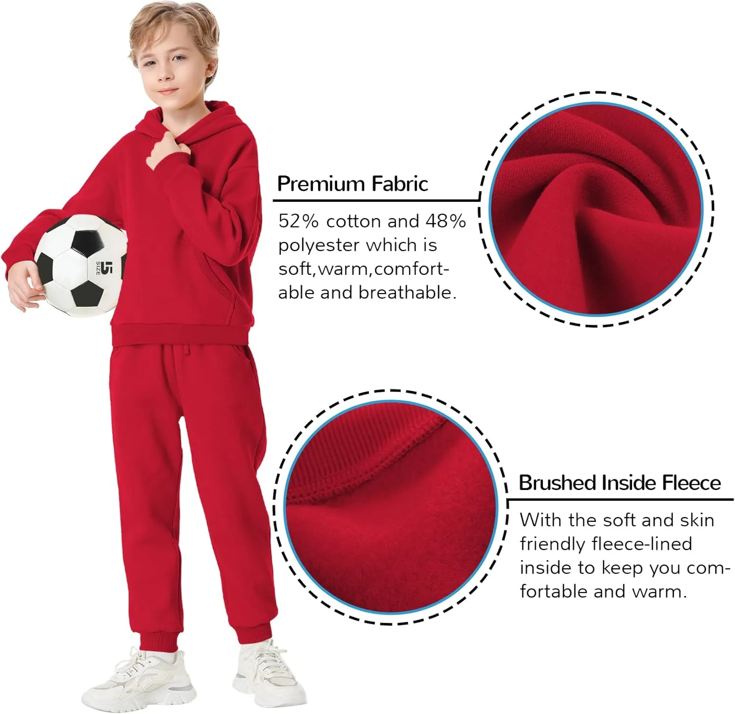 QBK Toddler to Youth Soft Brushed Fleece Jogger Sweatpants Kids Pants with Pockets for Boys and Girls