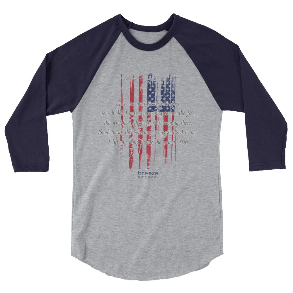 "huddled masses" ladies' 3/4-sleeved shirt