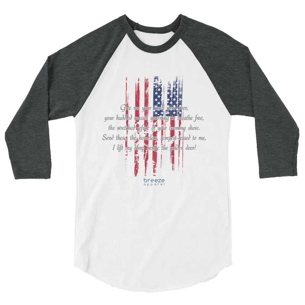 "huddled masses" ladies' 3/4-sleeved shirt