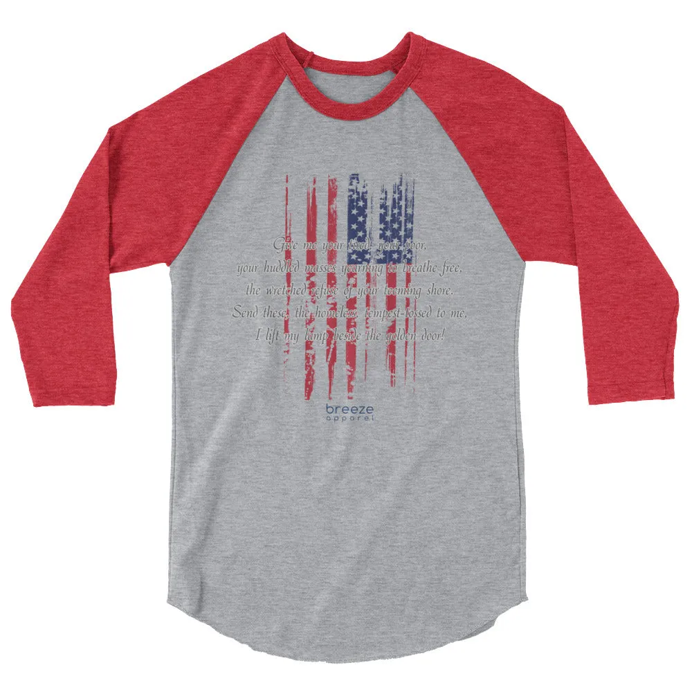 "huddled masses" ladies' 3/4-sleeved shirt