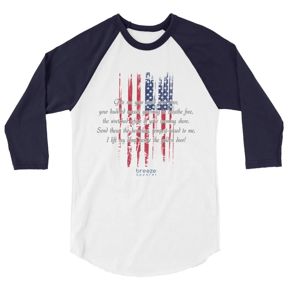 "huddled masses" ladies' 3/4-sleeved shirt