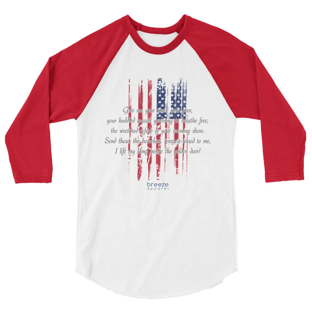 "huddled masses" ladies' 3/4-sleeved shirt