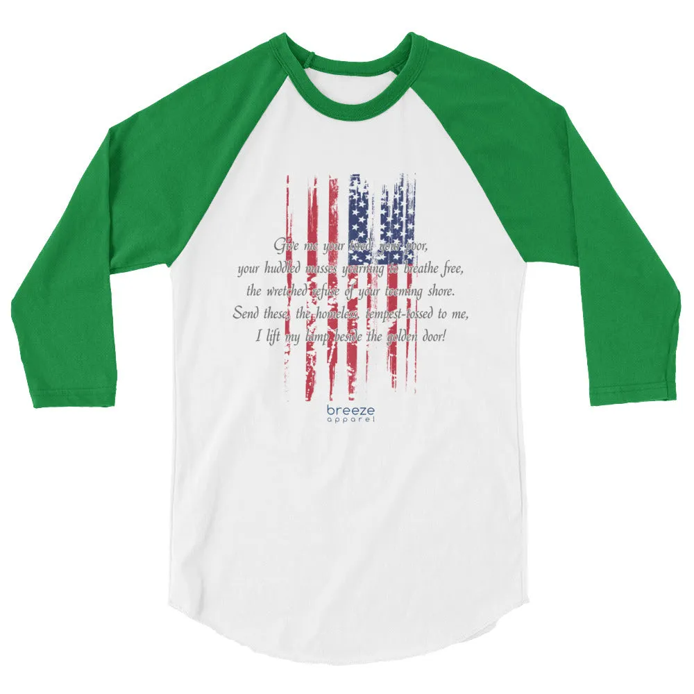 "huddled masses" ladies' 3/4-sleeved shirt