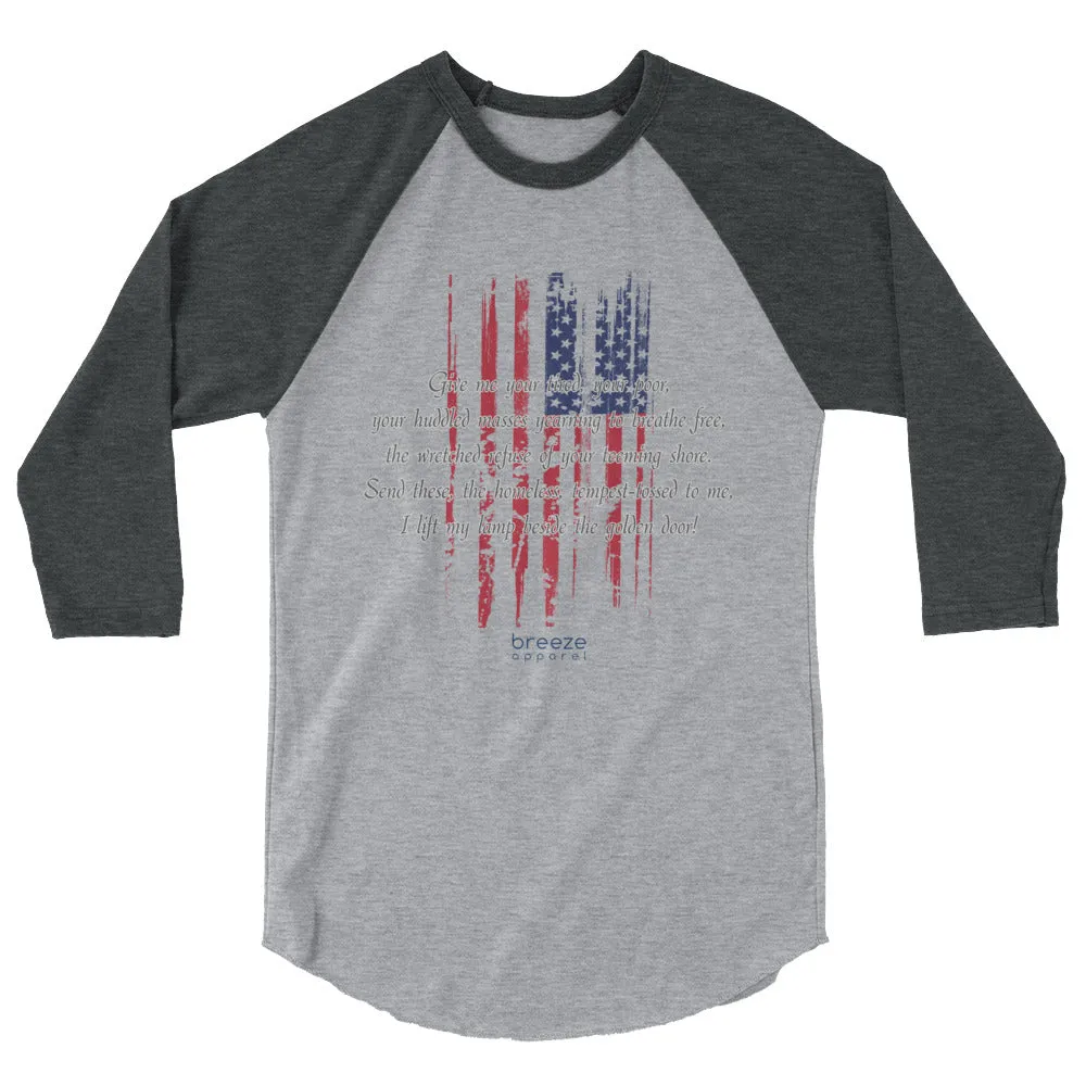 "huddled masses" ladies' 3/4-sleeved shirt