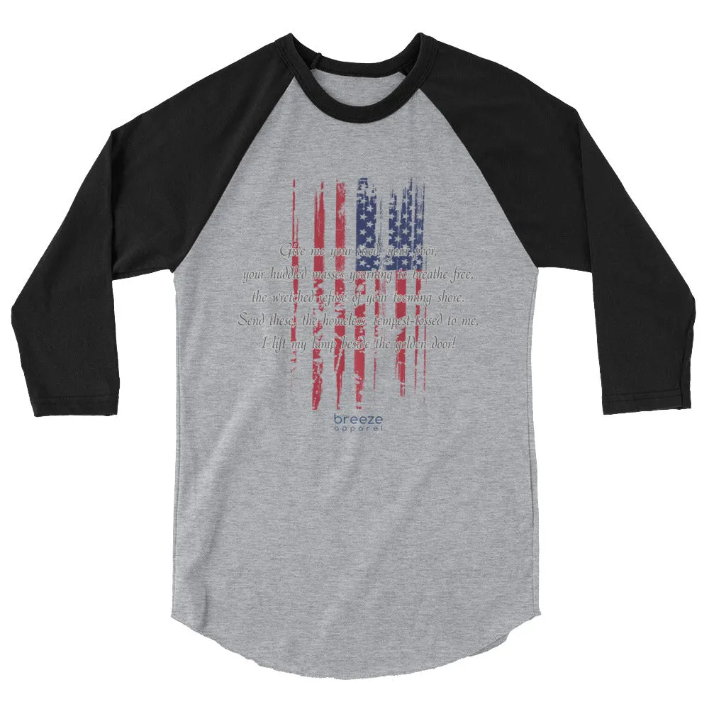 "huddled masses" ladies' 3/4-sleeved shirt