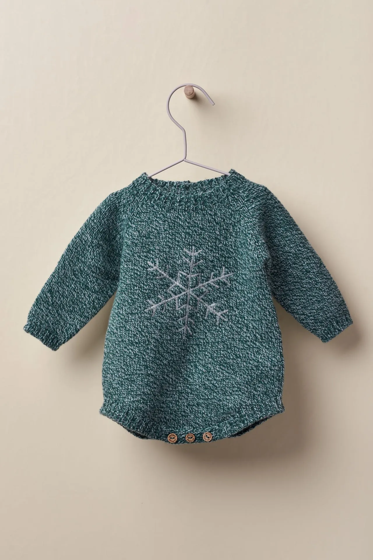 "Ludo" Green Merino Wool Snowflake Shortie