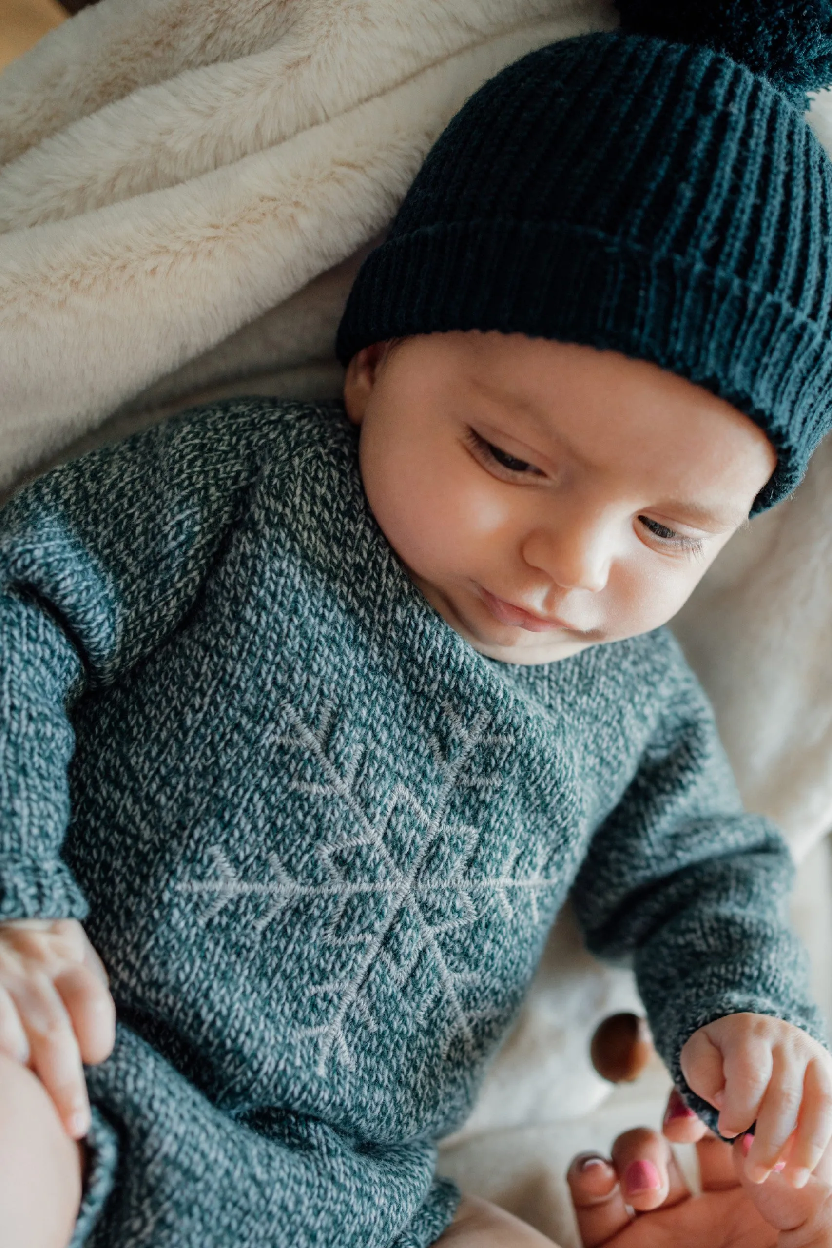 "Ludo" Green Merino Wool Snowflake Shortie
