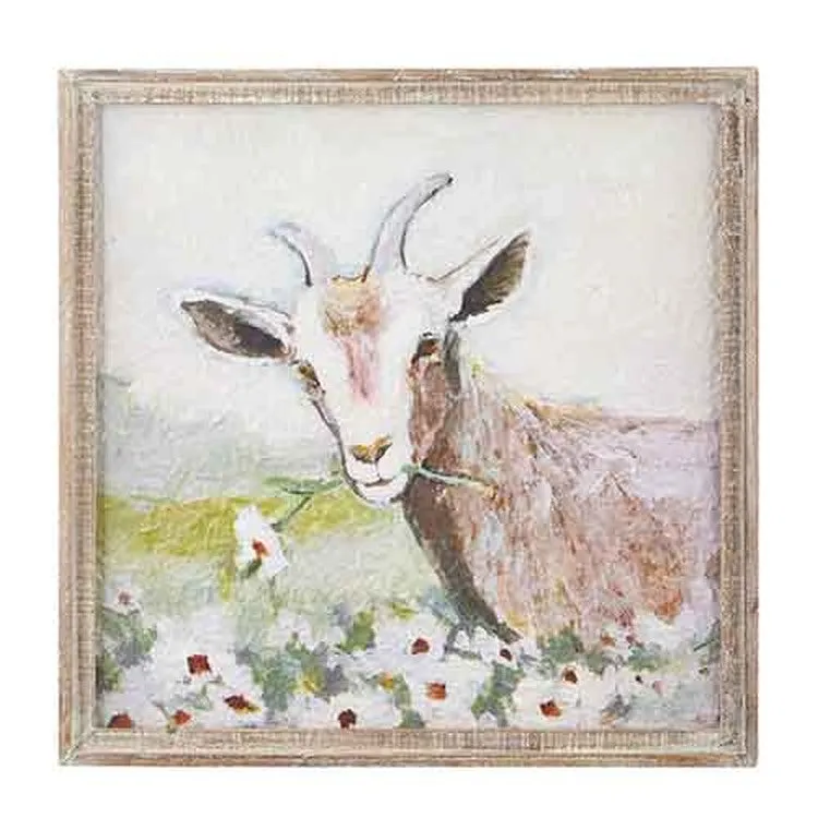 Raz Imports Boxwood 19.75" Goat Textured Paper Framed Wall Art
