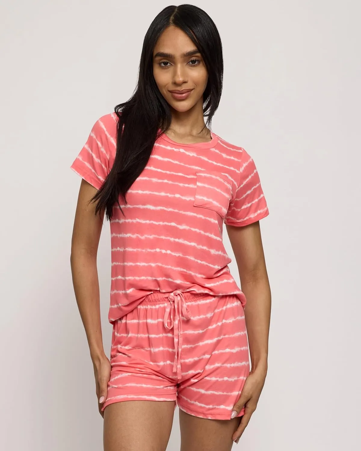 Real Essentials 2 Pack: Ultra Soft Womens Pajama Set Short Sleeve and Shorts Lounge & Sleepwear (Available In Plus)