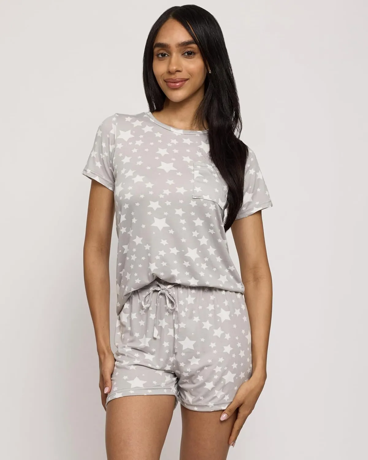 Real Essentials 2 Pack: Ultra Soft Womens Pajama Set Short Sleeve and Shorts Lounge & Sleepwear (Available In Plus)