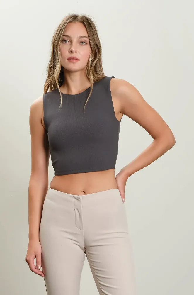 Reversible Sleeveless Knit Crop Top