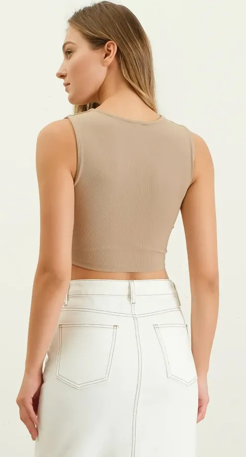 Reversible Sleeveless Knit Crop Top