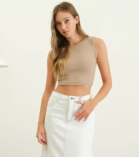 Reversible Sleeveless Knit Crop Top