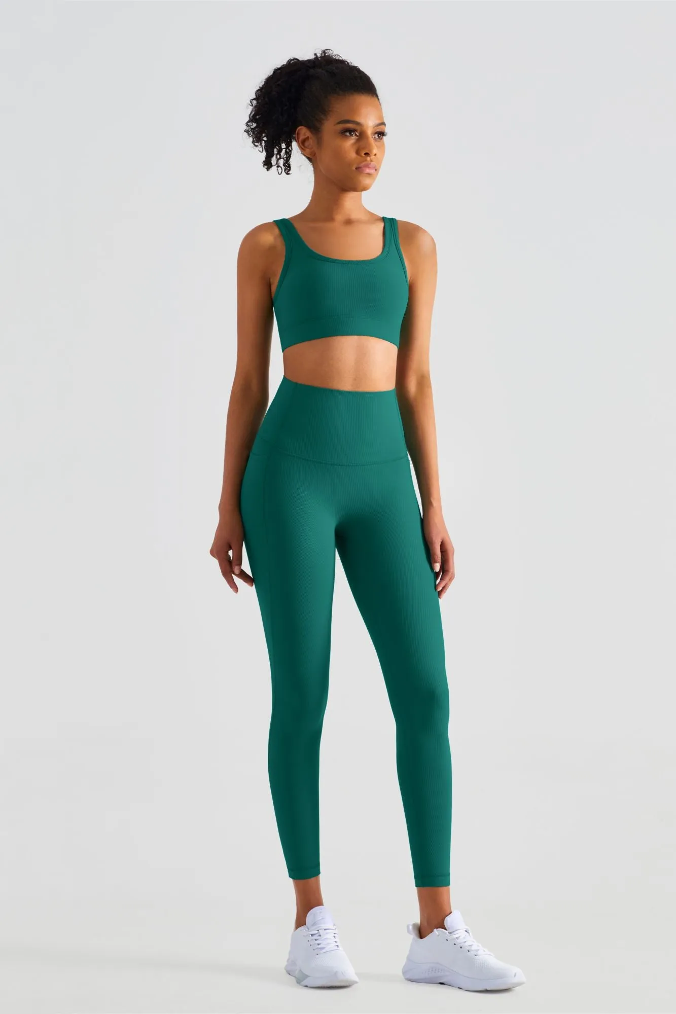 Ribbed Crop Tank Top & Yoga Leggings Activewear Set