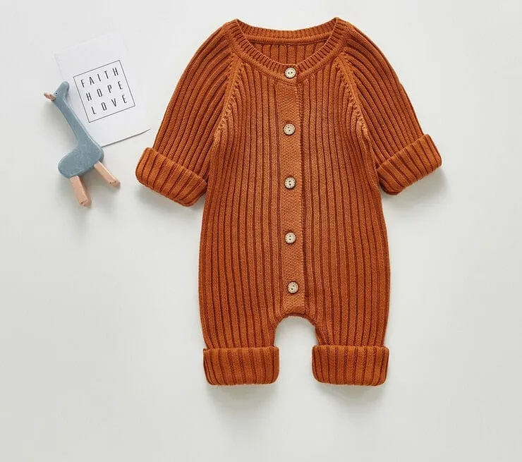 Ribbed Knit Long-Sleeved Romper