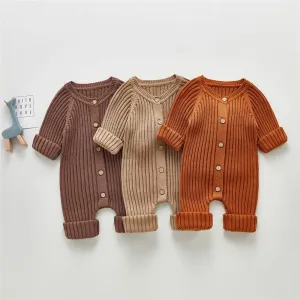 Ribbed Knit Long-Sleeved Romper